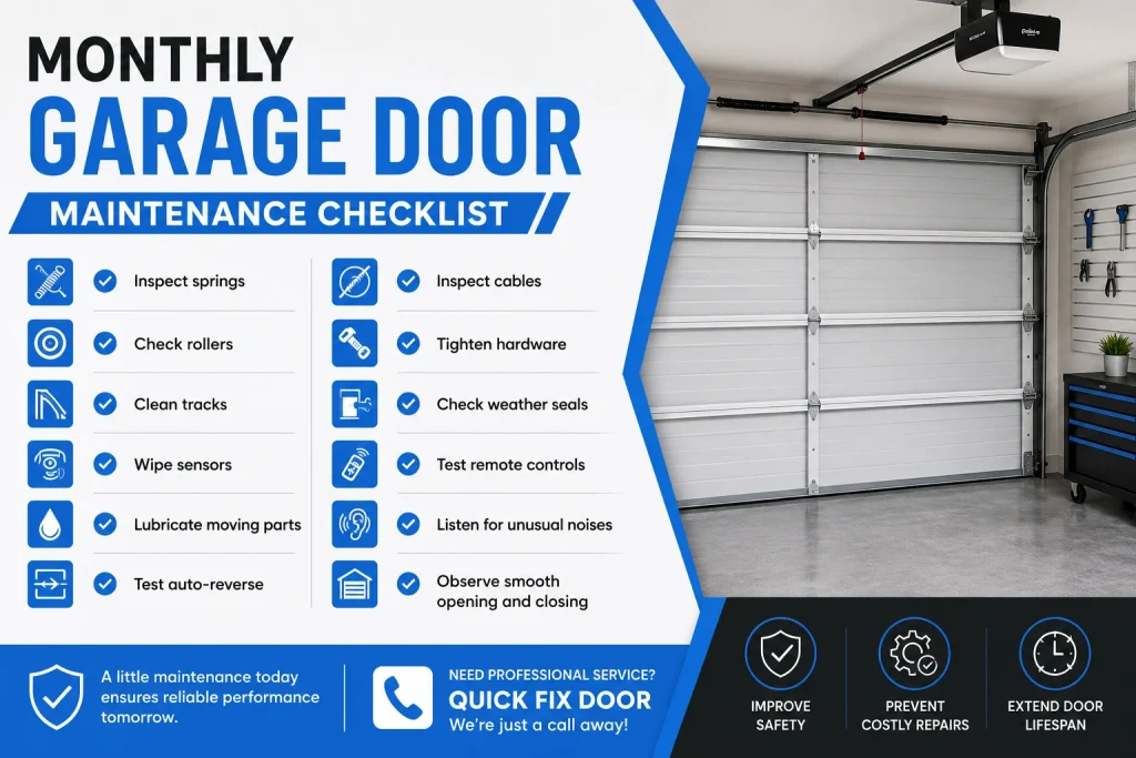 Monthly Garage Door Maintenance Checklist